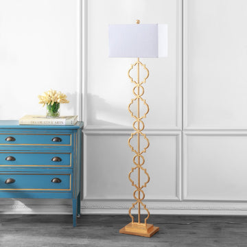 Selina 64.5" Iron Ogee Trellis Modern LED Floor Lamp - JONATHAN Y
